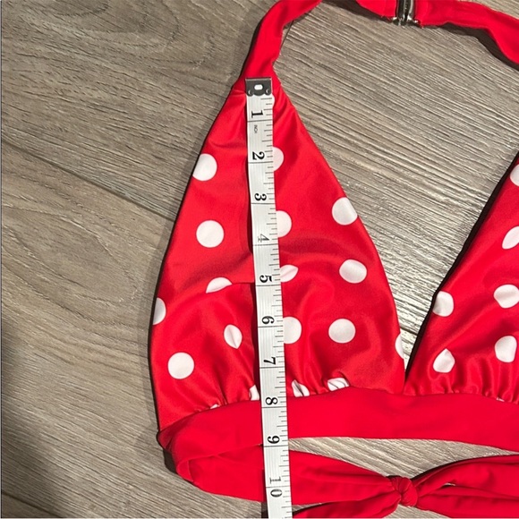 NWOT Red Polka Dot Bikini Top and Black High-Waisted Bottoms - Picture 3 of 5